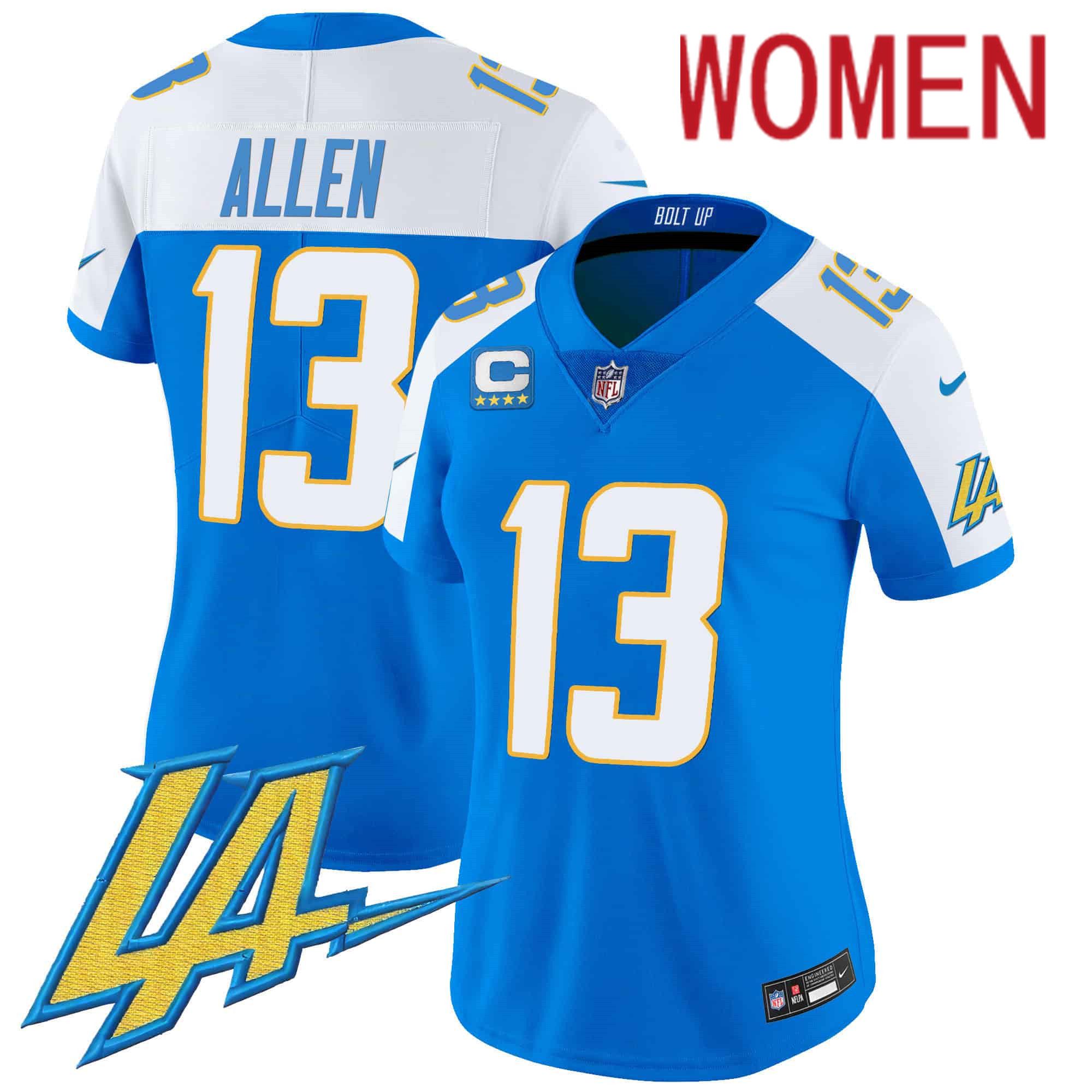 Women Los Angeles Chargers 13 Allen Light Blue 2024 Nike Vapor Limited NFL Jersey